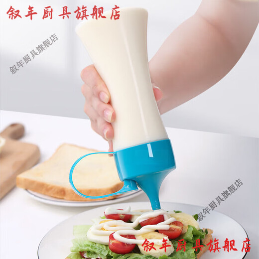 Xu Nian squeeze bottle commercial kitchen ketchup salad dressing squeeze bottle stall explosion-proof jam honey bottle sauce seasoning bottle squeeze bottle 600 ml 4 pieces