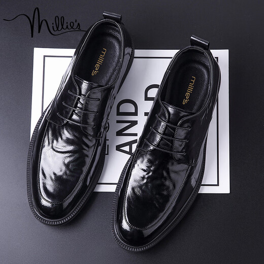 Millies Top Capa Cow Wide Shoes para hombres para hombres para aumentar los zapatos de cuero casual para los zapatos de boda que aumentan los hombres U1291 Black Highening 40
