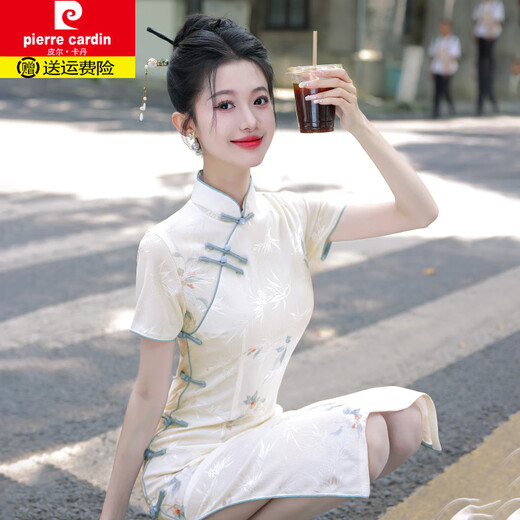 皮尔卡丹（pierre cardin）旗袍2025年新款改良春夏季连衣裙夏季气质年轻款新中式 687 2XL