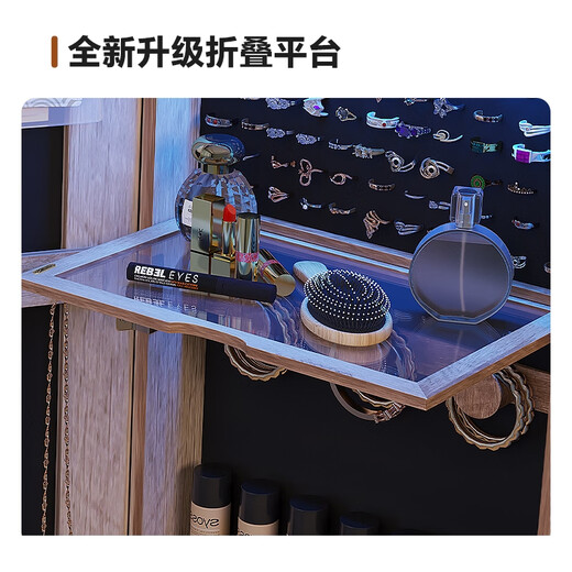 接运猫旋转全身镜 衣帽间落地镜 现代简约试衣镜子首饰收纳储物柜穿衣镜 圆底移动款6288A白色隔层可调+