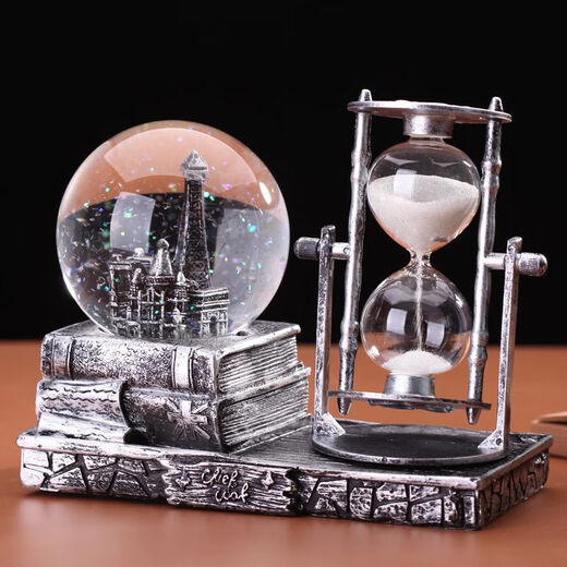 Gongzi Yu Pen Holder Crystal Ball Music Box Hourglass Music Box Ferris Wheel Glow Glass Ball Ornaments Gifts for Friends Girls 1047 Gold (No Lighting and No Music) Product Safety Packaging