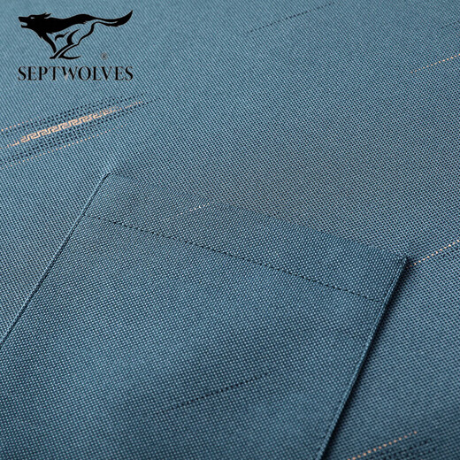 Septwolves (Septwolves) Sommer-Männer kurzärmelig T-Shirt mit mittleren Nacken mit mittleren Nacken mit Middle Color Color Top Herren lose, halbärmelige Taschen Live DX-691 Lake Blue M 165/Vorgeschlagen 120jin [Jin gleich 0,5 kg] oder weniger