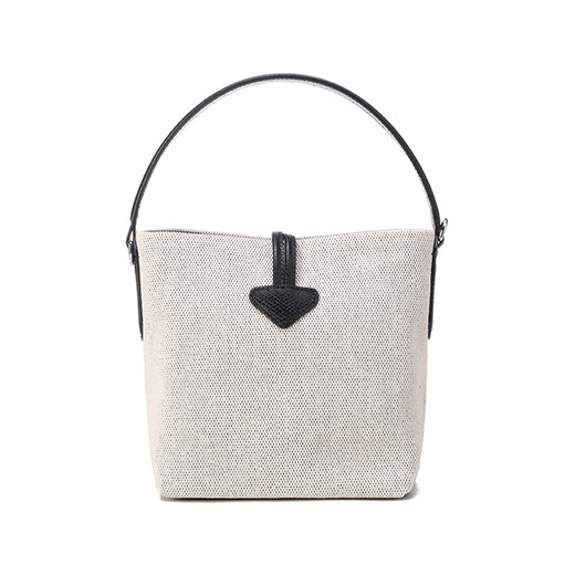 珑骧（longchamp）Roseau17字母品牌Logo印花帆布拼粒面牛皮饰边水桶包单肩包手提包 基础装(包)