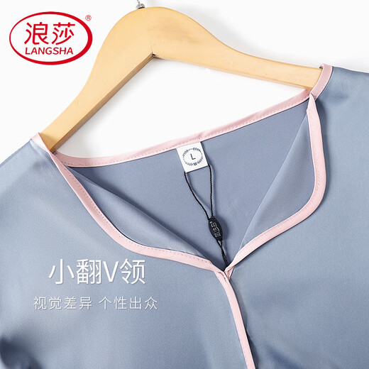 浪莎轻奢睡衣女女士春秋长袖高级感2025年新款夏季仿真绸缎性感小个子 9901 银灰色【长-袖长-裤】 M