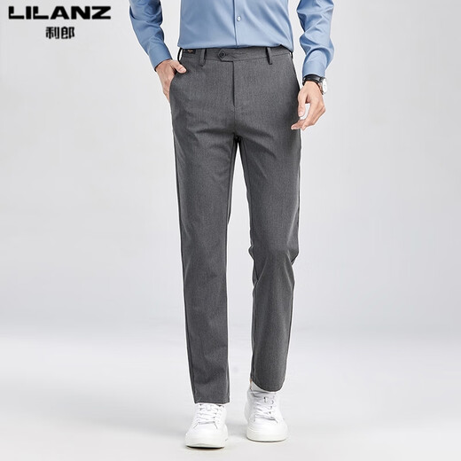 Lilang Mulberry Seidenraup/Seide Casual Hosen für Männer dünne 2025 Sommergeschäft Elastizier Slim Fit Straight-Leg Hosen Blau H9896 31