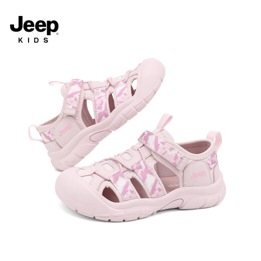 Jeep children's sandals outdoor boys breathable river shoes 2025 summer new girls non-slip toe beach shoes pink 32 shoes inner length about 19.4cm