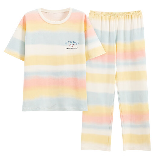 Yalu new pajamas for women in spring and summer Xinjiang cotton short-sleeved trousers thin cotton cute student home clothing women's suit XYZ9721 M