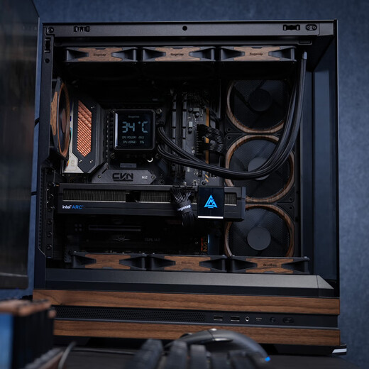 鑫谷（segotep）甄木1黑色海景房玻璃实木机箱（ATX大板/双360水冷位/Type-C/支持5090/5080显卡/台式电脑主机箱）