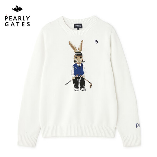PEARLY GATES高尔夫服装女士PG春秋新款圆领套头毛衣保暖针织衫 灰色055-3270906-020 S