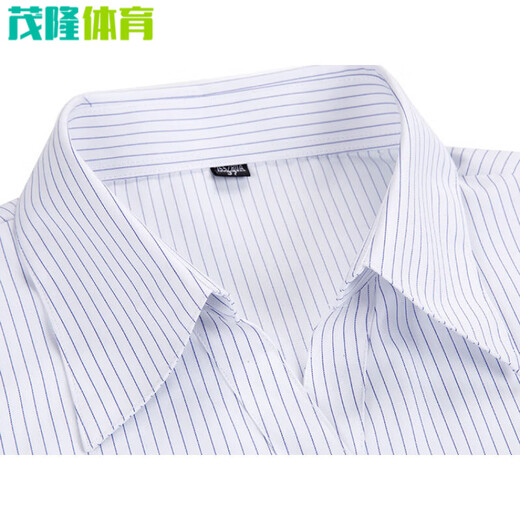 何佳功建行工作服女式正装领白底蓝色竖条纹短袖衬衫方领修身银行工作服 3882男方领浅兰斜纹短袖 41(175/96A)