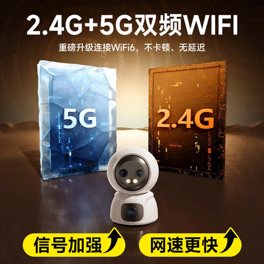 GBZM [Dual Camera Zoom] Appareil photo La caméra de surveillance de la maison tourne automatiquement le cardan pour parler à un moniteur panoramique de soins pour bébé intérieur 360 degrés sans angles morts avec vision nocturne [Zoom amélioré] 4k Ultra-Clear à trois caméras + carte de boucle de 15 jours + vision nocturne en couleur complète.