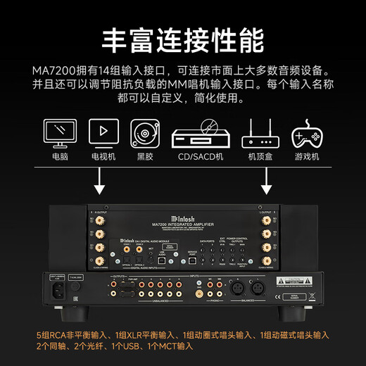 McIntosh MA7200 Haushalt High-Fidelity HiFi-Verstärker kombinierter Maschine ist mit DA1 Decoder (optional DA2) Stromverstärker ausgestattet