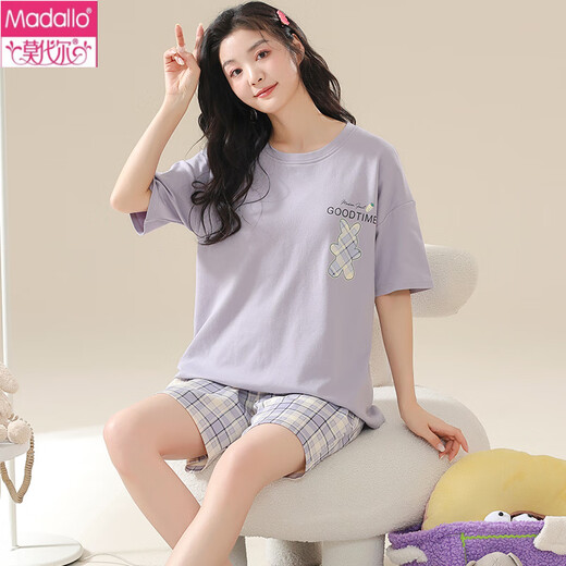 Modal verano de pijamas de manga corta Jin Fat Jin [Jin equivale a 0,5 kg] ropa para el hogar para mujeres algodón puro se puede usar gran tamaño afuera en el alumno de estilo delgado de verano KNC3519 M