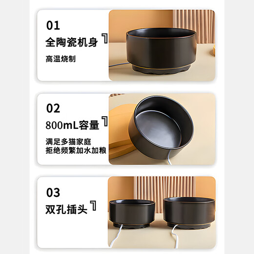 POPOCOLA恒温猫狗饮水机酸奶机宠物加热碗冬天保温喝水器 白色恒温加热碗大号(1000ml)