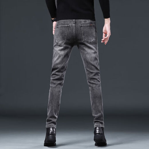 Jeep Spirit Подлинные джинсы Jeep High-класса для мужчин Slim Stright Lemport Thin Elastic Small Small Business Casual Длинные брюки для мужчин 1049 серый обычный обычный размер.