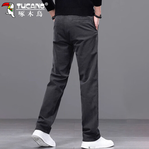 Woodpecker (TUCANO) Casual Pants Men's Pants Autumn and Winter Men's Loose Straight Business Trendy Versatile Suit Pants Men's Dark Gray 32