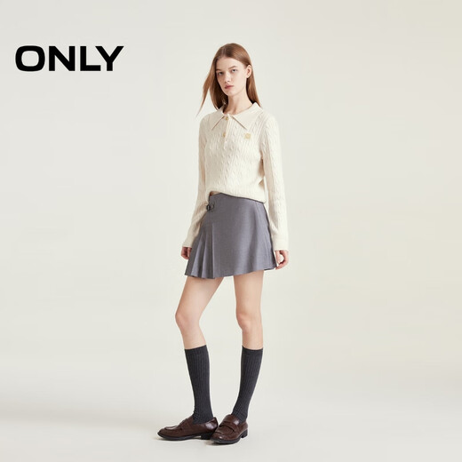 ONLY ONLY2024 autumn woolen college style pullover lapel loose knitted sweater for women|125313041