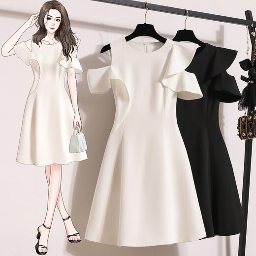 Qian Chenyi Französischer Temperamentanzug Rock Super schöne weiße Kleid Sommer Satin Kleid kleines schwarzes Kleid schwarzes Kleid (Version) High-End-Exquisite/College-Stil M (85-100jin [Jin gleich 0,5 kg])