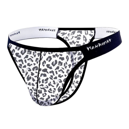 Ban Feishi men's thong low waist panties sexy, comfortable, breathable, soft and elastic 2025 leopard print high squad black L 120-140Jin [Jin equals 0.5 kg]