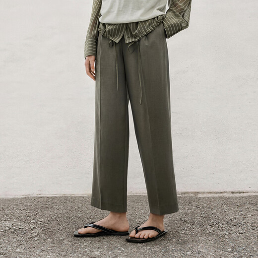
LESS 2025 summer new straight cut trousers 2P4E13660 367 deep tea green L
