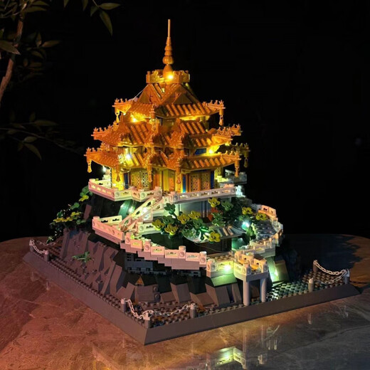 Compatible avec les blocs de construction LEGO, le palais d'or de Luoyang Laojun Mountain, Golden Palace, Construction de style chinois avec des difficultés élevées, des jouets d'assemblage pour garçons, Laojun Mountain, Luoyang Laojun Mountain 3888 Pieces [version supérieure]