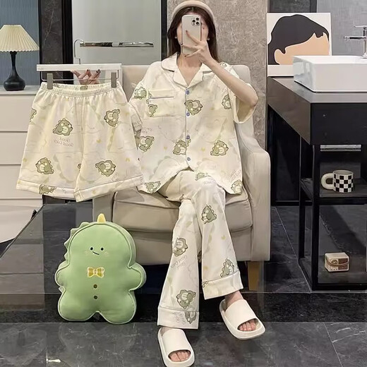 【爆款三件套】睡衣女秋ins风卡通睡衣宿舍可外穿家居服套装秋 套WZL1473【高质量三件套】 L 【建议100-120斤】