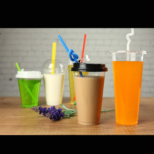 Yishujia 90 calibre au lait tasse de thé à thé transparent en plastique transparent avec couvercle 360/400/500/700 Internet Celebrity Light Cup 5009G-1000 Pieces