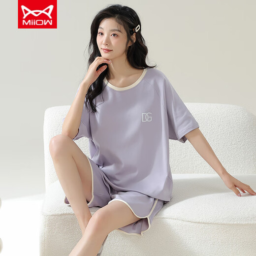 Catman (Miiow) Pajamas de algodón puro para mujeres en pantalones cortos de manga cortos de verano Celebrity Summer Summer Alto valor La ropa para el hogar se puede usar fuera del traje ZH-9856 [set] 2xl Código 140-160Jin [Jin equivale a 0.5 kg] Es necesario reservar la contracción