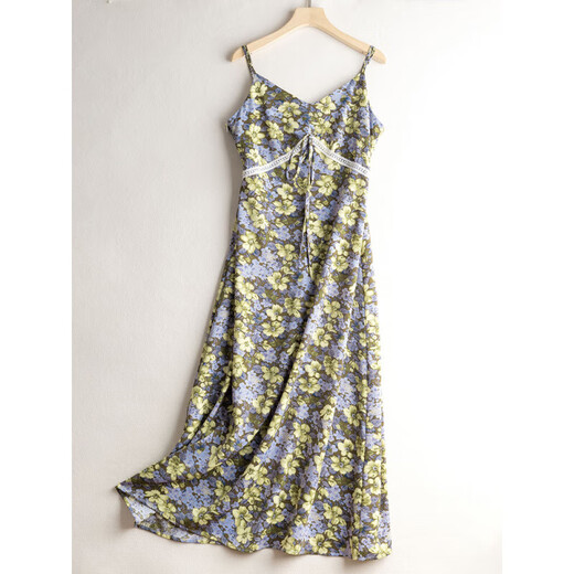 OLJ Robe de marque haut de gamme pour femmes 2025 Été Nouveau jupe de moquette de mode floral et floral imprimé Blue 2xl 130-140jin [Jin est égal à 0,5 kg]