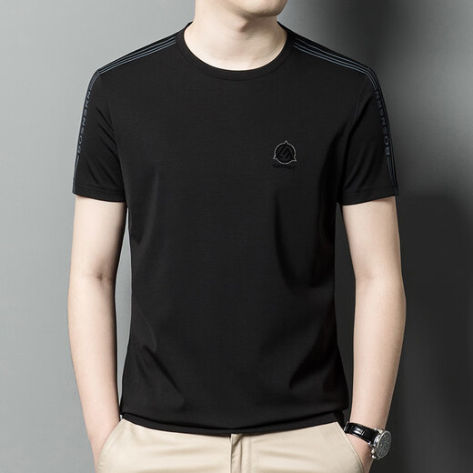 DVW T-shirt international de vêtements masculins pour hommes à manches courtes masculines 2025 Été Nouveau imprimé de mode décontracté cou rond à manches demi-manches Khaki 2xl 54 150-165jin [Jin est égal à 0,5 kg]