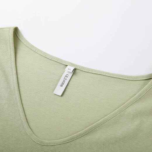 Faserhow [Einfacher V-Ausschnitt weich und hautfreundlich und schlankes T-Shirt] Großgröße Fett MM2025 SOMMER SOMMER SOMMEN 1473 Bohnengrün 2xl
