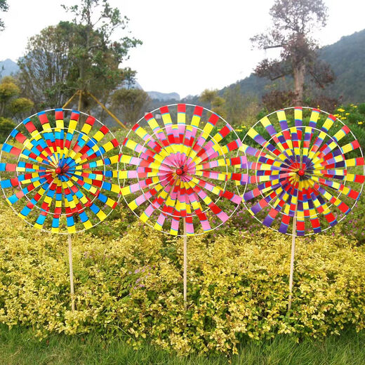 Buntes traditionelle Doppelschicht alte Peking Windmühle Kinderspielzeug im Freien Dekoration Aktivität Requisiten Scenic Street Stände kleine einschichtige alte Peking Windmühle One