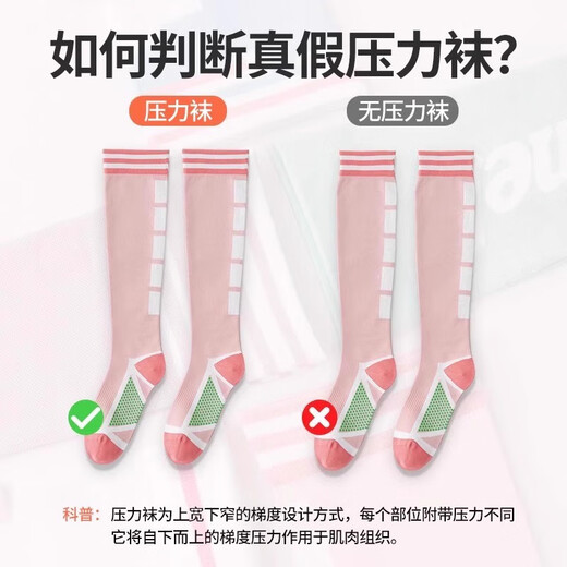Ni Light Pressure Sports Socks Women's Fitness Medium Socks Professional Running Jumping Rope Long Compression Socks Yoga Slim Leg Calf Socks Navy + Pink + Green One Size