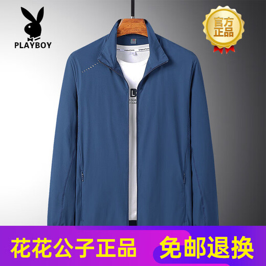 花花公子（PLAYBOY）中老年春夏季薄款外套冰丝防晒衣服春男士休闲中年爸爸夹克风衣 829中灰 L 【建议80-105斤】