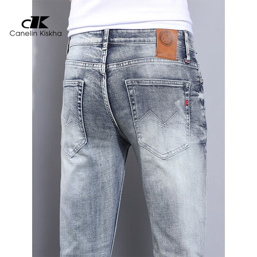 
Canelin KiskhaJeans high street retro jeans men's spring and autumn new trendy brand slim feet new men casual men 1049 gray 28