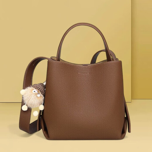 Ens internationale Luxusmarke 2025 Neues echtes Leder mit großer Kapazität Handtasche mit großer Kapazität Schübe Bag Crossbody Damenbeutel kalte Tee Farbe
