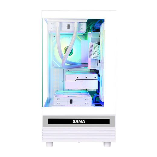 先马（SAMA）小惊鸿 白色MATX海景房游戏电脑机箱 270°全景/双面玻璃/支持360水冷/9风扇位/410mm长显卡/U2+U3