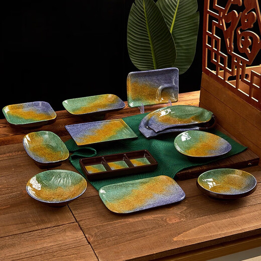 Yonghuan Japanese barbecue plate barbecue dish plate hot pot restaurant special dish buffet melamine imitation porcelain tableware 32105 inch bamboo strip CM1049