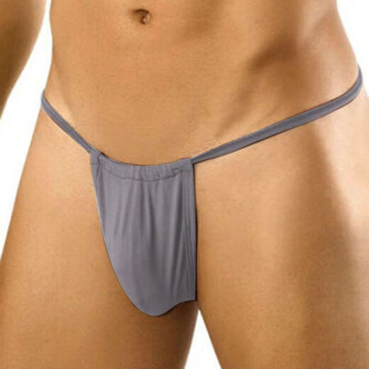 Ultra-thin breathable milk silk with men's underwear double tits sexy briefs low-waisted men's sex thong Blue M (80-100Jin [Jin equals 0.5 kg])