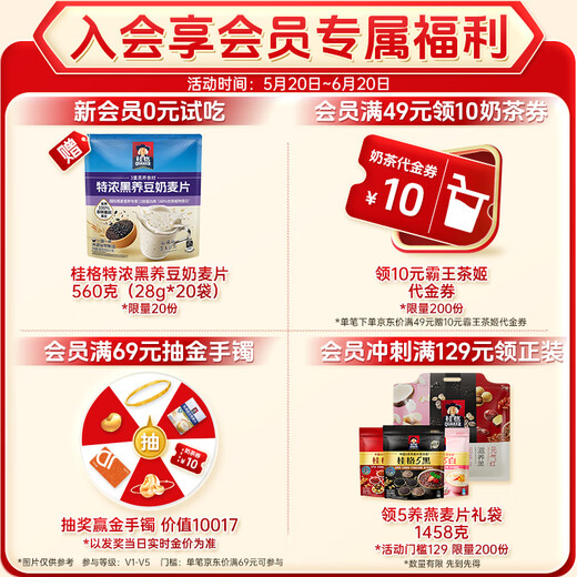 桂格（QUAKER）即食燕麦片1478克 营养早餐 膳食纤维 零添加白砂糖