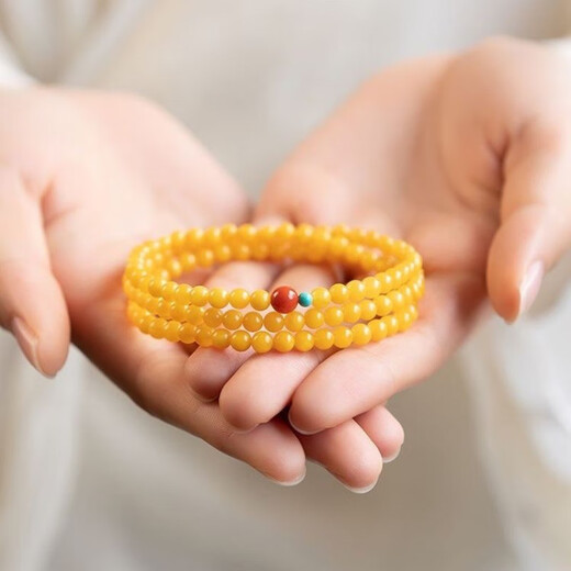 Amber Beeswax Bracelet Natural Women's Chicken Fat Yellow Southern Red Turquoise Duobao Bracelet Double Three Circles