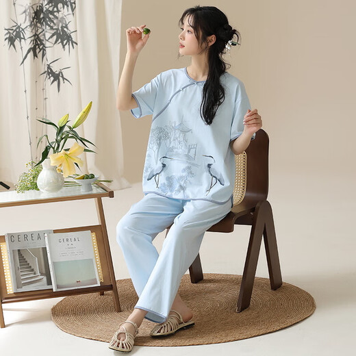 小众衣领印花设计国风元素设计舒适女士家居服睡衣YZT-9903女 YZT-9905女 M