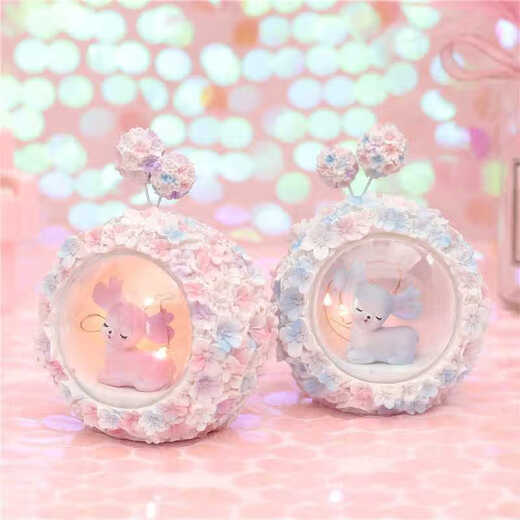 南旗一鹿有你星星灯少女心ins风小夜灯送女生桌面床头摆件女孩儿童节 1098-7粉色 树脂摆件星星灯