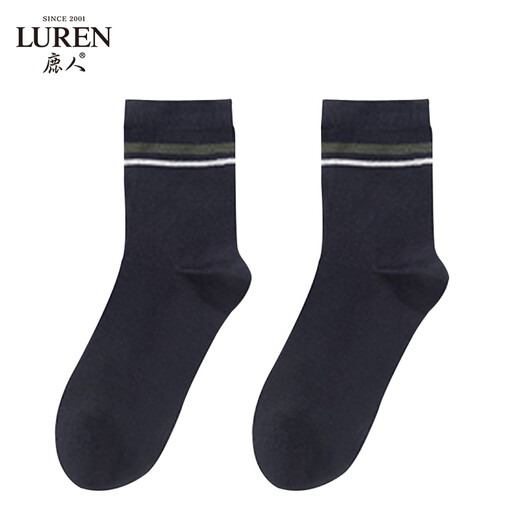 LU REN socks men's mulberry mid-calf socks sweat-absorbent and breathable spring and summer double-needle thin black socks for men 9187 9187-combination 1-pack 5 pairs one size fits all