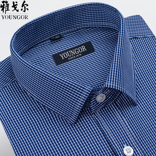 
CEO Yageol Long Sleeve Men's Shirt Spring and Autumn Pure Cotton No-Iron Middle-aged Casual Business Plaid Formal Shirt 6627 38 Suggestions [70-95Jin [Jin equals 0.5 kg]]