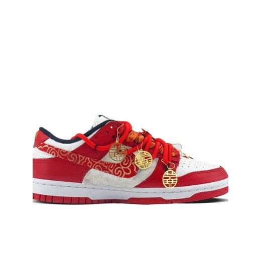 Nike (Nike) Dunk Dragon et Phoenix Chengxiang Wedding Chaussures comme vous Engagement Commémorative Bride Chaussures Red Low Top Sneakers personnalisés 35.5 Support Évaluation Faux One Pay