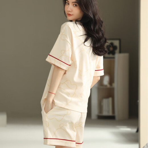 
G LUXOME pajamas for women, summer pure cotton shorts, sweet and thin casual student home clothing set YX7505 9855 M [Recommended 80-100Jin [Jin equals 0.5 kg] wear]