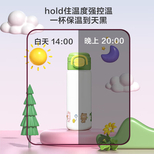 Made in Tokyo, thermos cup, children's thermos cup, student water cup, 316L stainless steel, one lid, double drink, 550ml warm peach powder