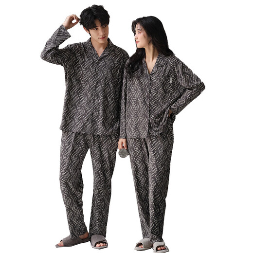 
HUALIN FASHION pajamas spring and autumn cotton long sleeves can be worn on the outside black home clothes 6995 170 Women's M