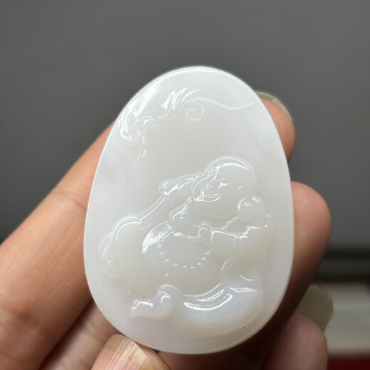 Mochen MOEYCIOR Hainan handicrafts natural jade A melted through ice shell Guanyin brand & Buddha brand pendants for men and women boutique Buddha brand 10.8*45*33
